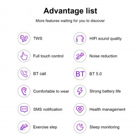 X8 2 in 1 Smart Bracelet with Wireless Earbuds 1.54-Inch IPS Full-Touch Screen BT5.0 Fitness Tracker IP67 Waterproof Sleep/Heart Rate/Blood Pressure Monitor Message/Call/Sedentary Reminder Remote Camera Music Control Compatible with Android iOS