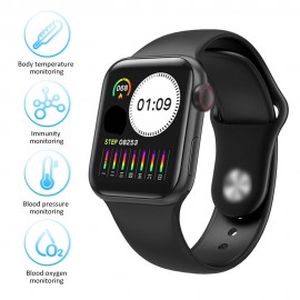 V10 Intelligent Watch 1.3in Color Screen Full Touching Sport Fitness Tracker IP67 Waterproof Heart Rate Immunity Monitoring Body Temperature Measuring Wrist Watch