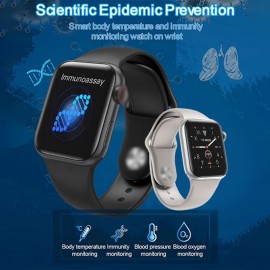 V10 Intelligent Watch 1.3in Color Screen Full Touching Sport Fitness Tracker IP67 Waterproof Heart Rate Immunity Monitoring Body Temperature Measuring Wrist Watch