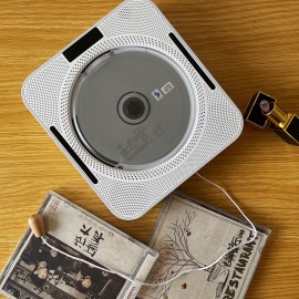 YHS-08C Portable CD Player Wall Mountable CD Music Player Bluetooth Remote Control FM Radio HiFi Speaker with USB 3.5mm LED Screen