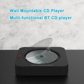 YHS-08C Portable CD Player Wall Mountable CD Music Player Bluetooth Remote Control FM Radio HiFi Speaker with USB 3.5mm LED Screen