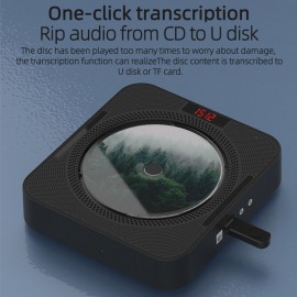 YHS-08C Portable CD Player Wall Mountable CD Music Player Bluetooth Remote Control FM Radio HiFi Speaker with USB 3.5mm LED Screen