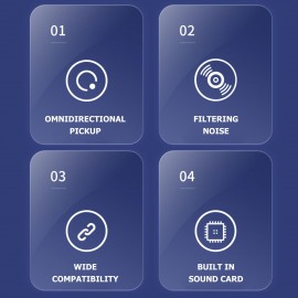 USB Desk Microphone Plug & Play Professional 360 Degree Omnidirectional Microphone with Built-in LED Light Volume Knob Desktop Condenser Mic for Recording Living Gaming