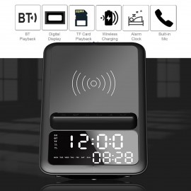 Wireless BT5.1 Speaker Wireless Charger Fast Charging Stand Alarm Clock Time Display TF Card MP3 Playback with Mic Wireless BT5.1 Speaker Wireless Charger Fast Charging Stand Alarm Clock Time Display TF Card MP3 Playback with Mic