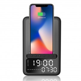 Wireless BT5.1 Speaker Wireless Charger Fast Charging Stand Alarm Clock Time Display TF Card MP3 Playback with Mic Wireless BT5.1 Speaker Wireless Charger Fast Charging Stand Alarm Clock Time Display TF Card MP3 Playback with Mic