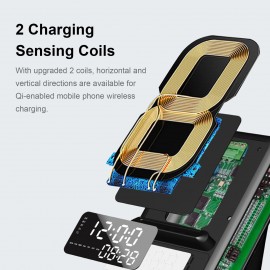 Wireless BT5.1 Speaker Wireless Charger Fast Charging Stand Alarm Clock Time Display TF Card MP3 Playback with Mic Wireless BT5.1 Speaker Wireless Charger Fast Charging Stand Alarm Clock Time Display TF Card MP3 Playback with Mic